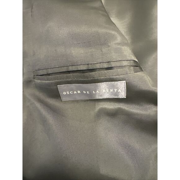 Oscar De La Renta 46R Grey 100% Wool Tweed 2Btn Blazer Jacket Sport Coat EUC - Picture 7 of 10